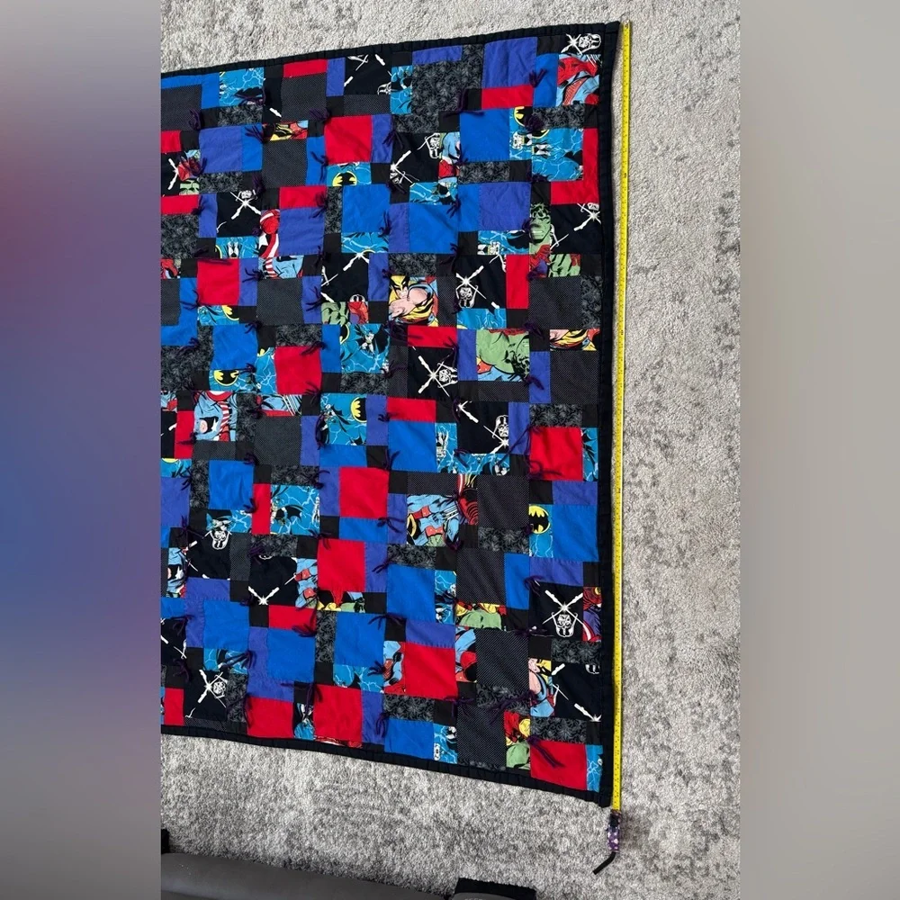 Handmade Marvel Superhero Patchwork Quilt Blanket Twin 60x80